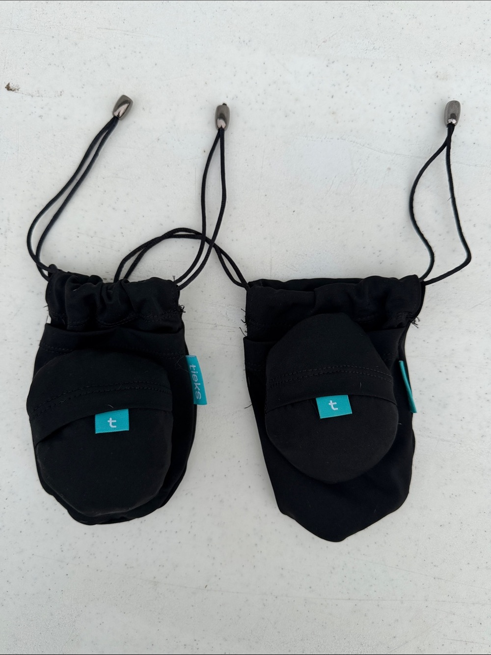 Tieks Black Drawstring Accessory Pouches with Teal Logo